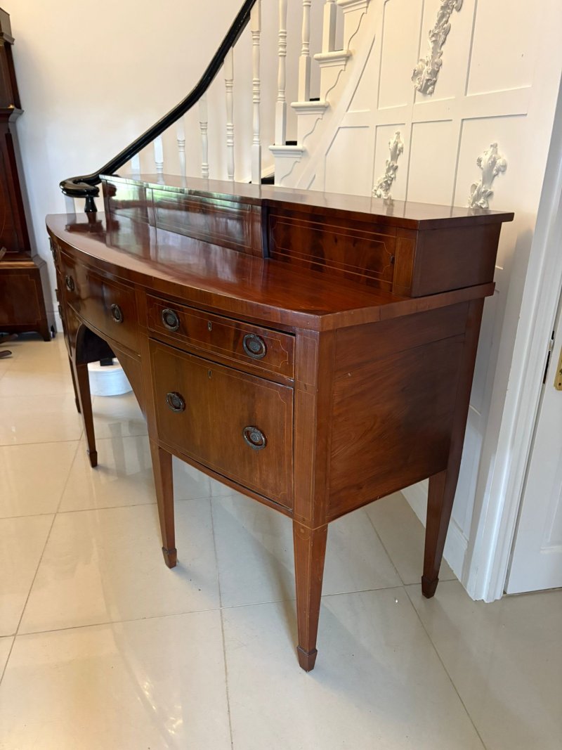 Outstanding Quality Large Antique George III Mahogany and Boxwood Strung Bow Fronted Sideboard - Image 6